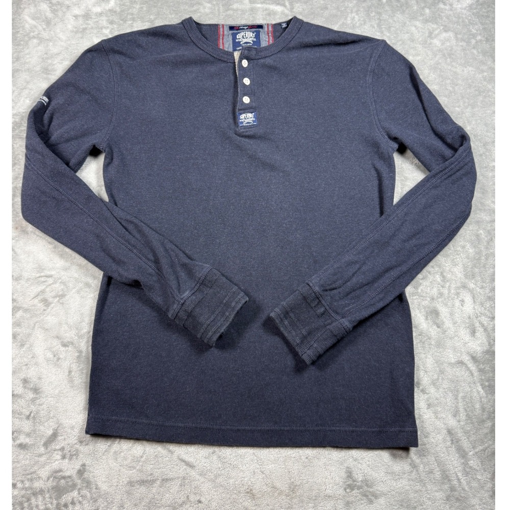 Superdry MFG Original Co.‎ Henley Shirt Mens Medium Long Sleeve